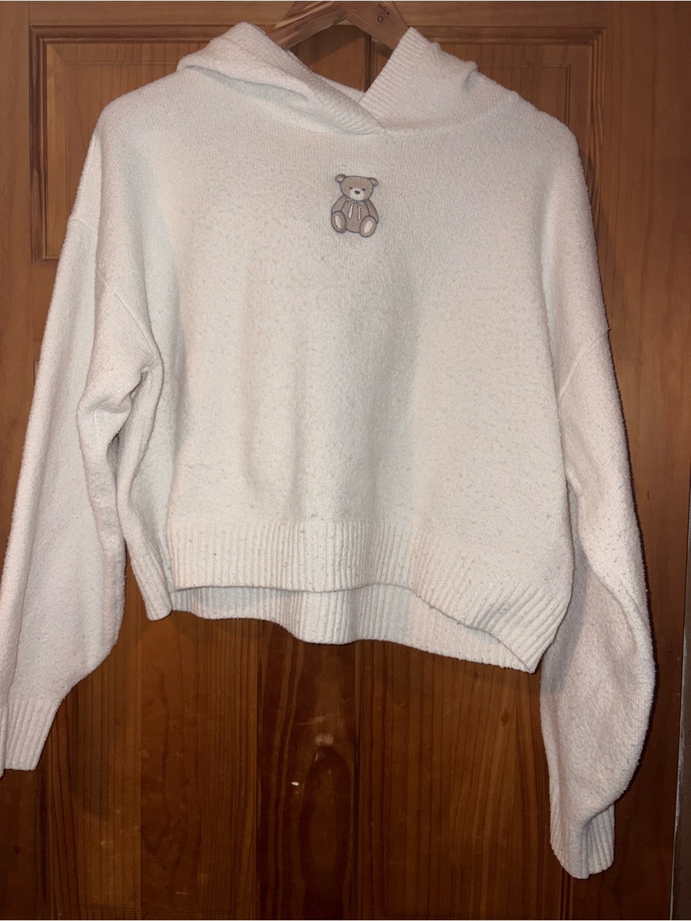Hollister Ivory Hooded Teddy Knit Sweater